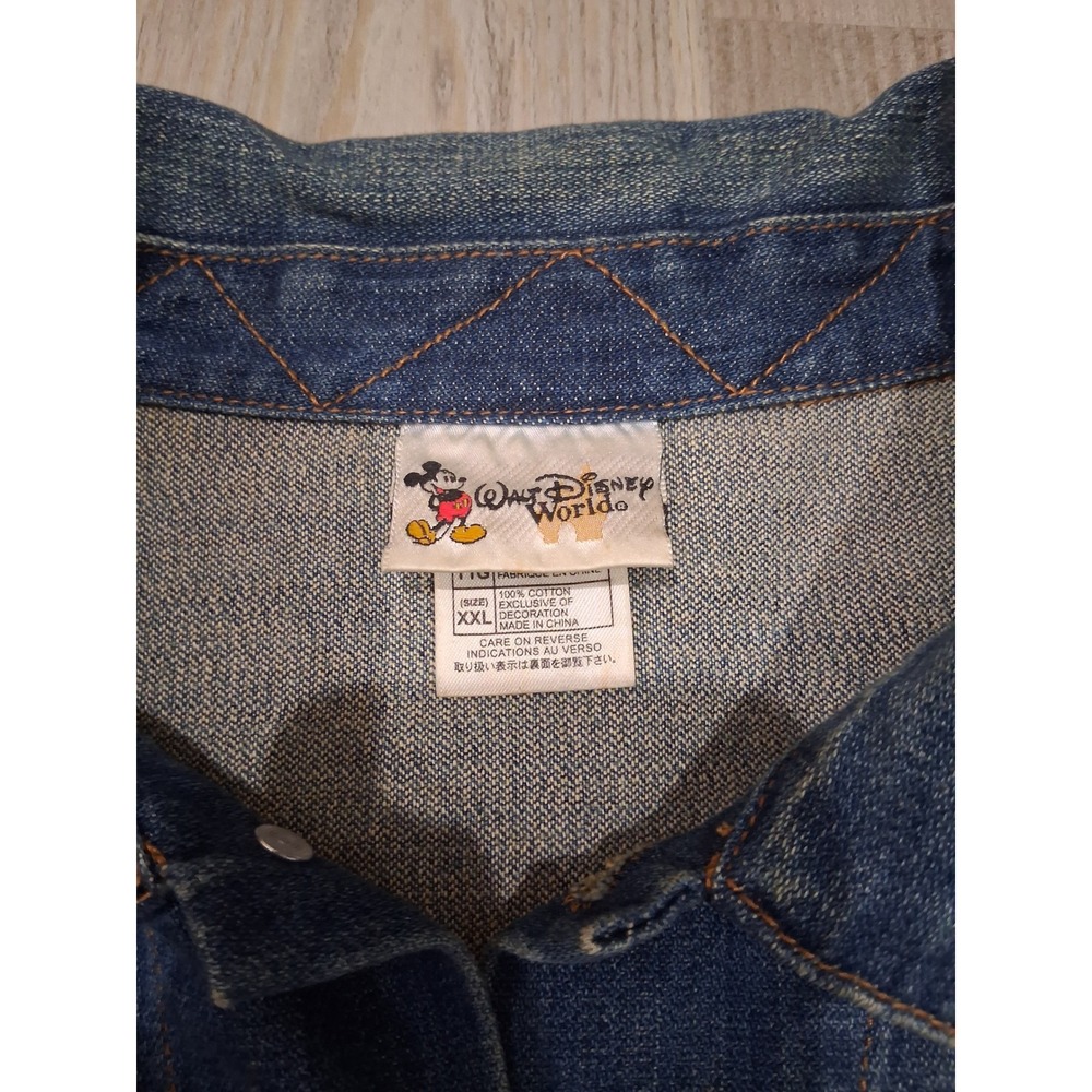 Walt Disney World Mickey Mouse Denim Jacket Blue XXL Sorcerer Mickey Trucker - Picture 3 of 7